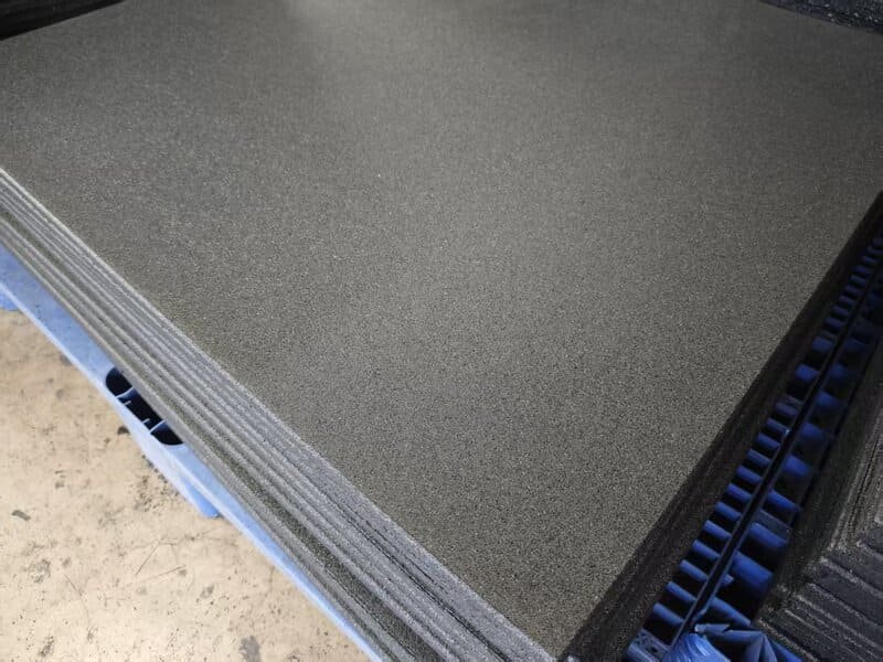 Rubber gym mat showing signs of surface aging